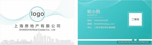 蓝色简约房地产名片设计图