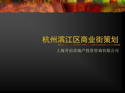 上海天启开启机构杭州滨江区商业街策划92p 93页PPT文档